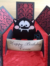 Load image into Gallery viewer, Exploding box card coffin with bat