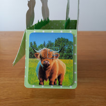 Load image into Gallery viewer, Highland cow pop up box card