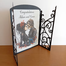Load image into Gallery viewer, Gothic wedding couple ornate gatefold card
