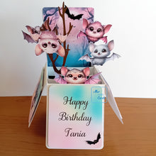 Load image into Gallery viewer, Pastel vampire bat pop up box card