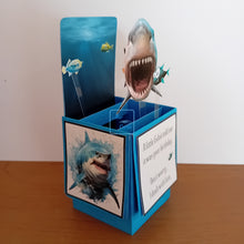 Load image into Gallery viewer, Funny, bad taste shark pop up box card