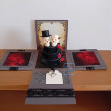 Load image into Gallery viewer, Gothic Exploding Box Card with Skulls & Celebration Cake