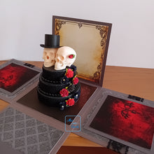 Load image into Gallery viewer, Gothic Exploding Box Card with Skulls & Celebration Cake