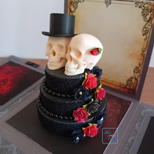 Load image into Gallery viewer, Gothic Exploding Box Card with Skulls & Celebration Cake