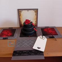 Load image into Gallery viewer, Gothic Rose Exploding Box Card with Celebration Cake