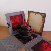 Load image into Gallery viewer, Gothic Rose Exploding Box Card with Celebration Cake