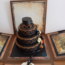 Load image into Gallery viewer, Steampunk Exploding Box Card with Hat and Celebration Cake