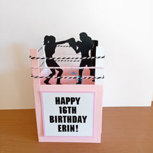Load image into Gallery viewer, Boxing ring with female boxers pop up box card