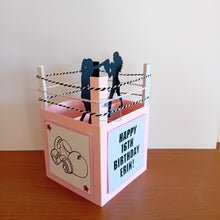 Load image into Gallery viewer, Boxing ring with female boxers pop up box card