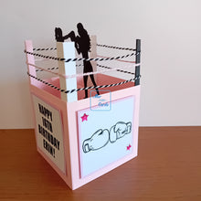 Load image into Gallery viewer, Boxing ring with female boxers pop up box card