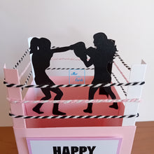 Load image into Gallery viewer, Boxing ring with female boxers pop up box card