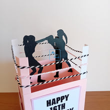 Load image into Gallery viewer, Boxing ring with female boxers pop up box card