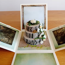 Load image into Gallery viewer, Woodland themed celebration cake exploding box card