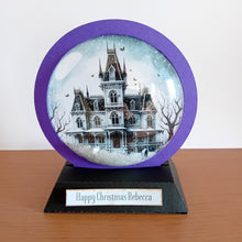 Load image into Gallery viewer, Gothic house snowglobe card