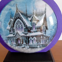 Load image into Gallery viewer, Gothic house snowglobe card