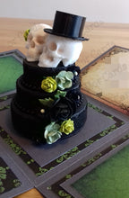 Load image into Gallery viewer, Gothic Exploding Box Card with Skulls & Celebration Cake
