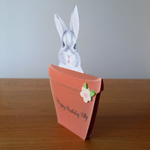 Load image into Gallery viewer, Rabbit bunny in a flower pot pop out card