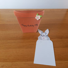 Load image into Gallery viewer, Rabbit bunny in a flower pot pop out card
