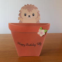 Load image into Gallery viewer, Hedgehog in a flower pot pop out card