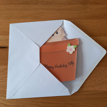 Load image into Gallery viewer, Hedgehog in a flower pot pop out card