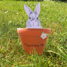 Load image into Gallery viewer, Rabbit bunny in a flower pot pop out card