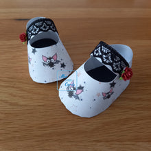 Load image into Gallery viewer, Gothic bat, skull or ghost baby shoes exploding box card