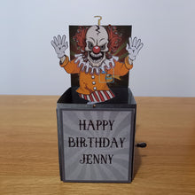 Load image into Gallery viewer, Jack in the box horror clown card