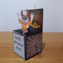 Load image into Gallery viewer, Jack in the box horror clown card