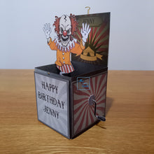 Load image into Gallery viewer, Jack in the box horror clown card