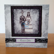 Load image into Gallery viewer, Day of the dead skeleton couple wedding / anniversary card