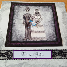 Load image into Gallery viewer, Day of the dead skeleton couple wedding / anniversary card