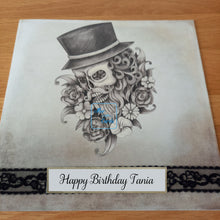 Load image into Gallery viewer, Male hipster style skull card