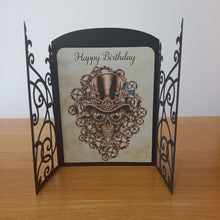 Load image into Gallery viewer, Steampunk Skull gatefold card