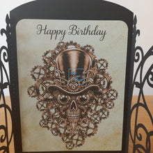 Load image into Gallery viewer, Steampunk Skull gatefold card