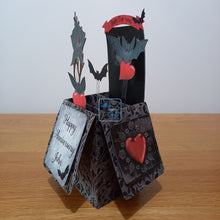 Load image into Gallery viewer, Vampire bat with anatomical OR cute hearts pop up box card