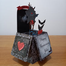 Load image into Gallery viewer, Vampire bat with anatomical OR cute hearts pop up box card
