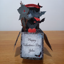 Load image into Gallery viewer, Vampire bat with anatomical OR cute hearts pop up box card