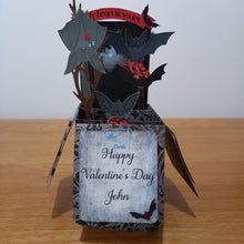Load image into Gallery viewer, Vampire bat with anatomical OR cute hearts pop up box card