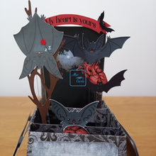 Load image into Gallery viewer, Vampire bat with anatomical OR cute hearts pop up box card