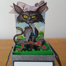 Load image into Gallery viewer, Funny, bad taste anti Valentine's cat & cupid pop up box card