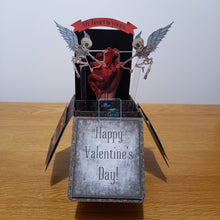 Load image into Gallery viewer, Skeleton cupid and anatomical heart 3d pop up box card
