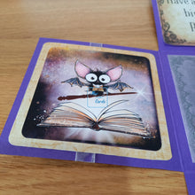 Load image into Gallery viewer, Magic wand exploding box card, with Book of Shadows, Witch's cat & hat