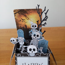Load image into Gallery viewer, Skeletons and graveyard pop up box card