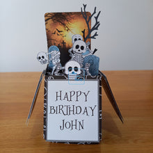 Load image into Gallery viewer, Skeletons and graveyard pop up box card