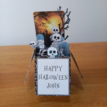 Load image into Gallery viewer, Skeletons and graveyard pop up box card