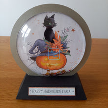 Load image into Gallery viewer, Personalised witch's cat snowglobe