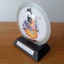 Load image into Gallery viewer, Personalised witch's cat snowglobe