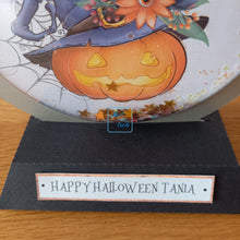 Load image into Gallery viewer, Personalised witch's cat snowglobe