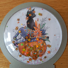 Load image into Gallery viewer, Personalised witch's cat snowglobe