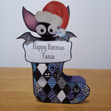 Load image into Gallery viewer, Bat and Christmas stocking pop out card